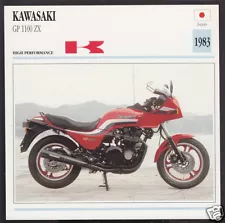 1983 Kawasaki GP 1100cc ZX GPZ (1089cc) Japan Motorcycle Photo Spec Info Card