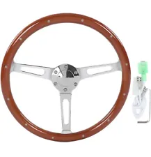 Classic Steering Wheel, 380Mm/15In Universal Wood Grain Steering Wheel, Assembly