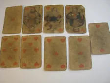 Antique 1800-40 Playing Cards , Partial deck of 41 Cards, worn, used