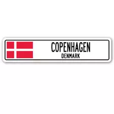 COPENHAGEN DENMARK Street Sign Danish Dane flag city country road wall gift