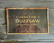 Here Lies Buzzsaw Morgue Plaque Spirit Halloween Sign