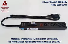 Metered Cryptocurrency Mining PDU - 4x C13 and 2x C19 Outlets