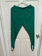 Vintage Women's Green Stirrup Pants Leggings Made in USA no tag Acrylic