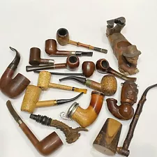 HUGE Estate Lot of Carved Wood Tobacco Smoking Pipes