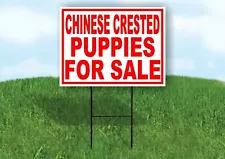 Chinese Crested PUPPIES FOR SALE RED Yard Sign Road with Stand LAWN SIGN