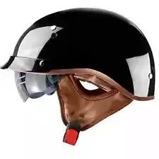 Vintage Motorcycle Half Helmet Open Face Sun Visor DOT Approved Helmet for Adult