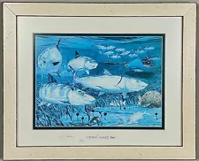 Guy Harvey Signed Art Print "Ghost Flats” 2007, Framed 16” x 13”