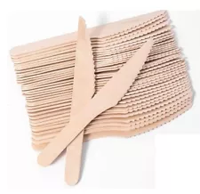 100 x Disposable Wooden Cutlery Knives for Catering Wedding BBQ Parties Camping