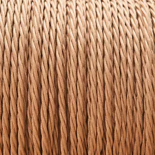 Old Gold Light Brown Twisted Braided Fabric Cable 3-Core 0.5mm for lighting