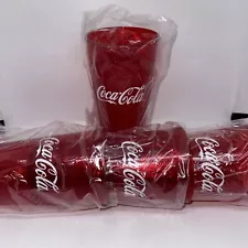 Lot of 4 Coca Cola Restaurant 24 Oz Red Plastic Tumbler Cups G.E.T #6624 New