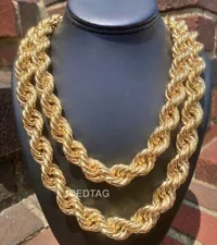 Hip Hop Gold Plated Hollow Chunky Rope Dookie 16 MM 24-30" Retro Chain Necklace