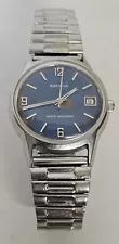 Vintage Swiss Benrus Shock Absorber Series 3061 Mens Mechanical Watch Blue Dial