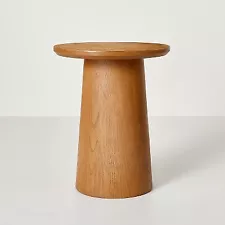 Wooden Round Pedestal Accent Side Table - Aged Oak - Hearth & Hand with Magnolia