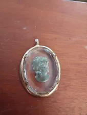 Vintage Crystal Cameo Pendant