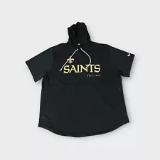 Black Nike New Orleans Saints Hooded Short Sleeve Sweatshirt Men's Size XL