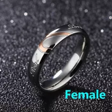 1 Pcs Women's Couple Lovers Ring Half Heart Puzzle Party Jewelry Ring Size 9