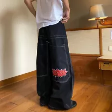 JNCO Jeans High Street Embroidered Hip Hop Wide Leg Pants Loose Casual Jeans