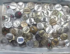 SALE BATCH 8 LOGO GOLF BALL MAGNETIC COIN MARKERS COLLECTION BRASS SILVER