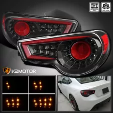 Black Fits 2013-2016 Scion FRS Subaru BRZ LED Tail Lights Sequential Red Bar