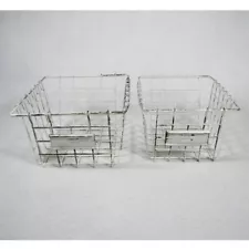 Industrial Wire Baskets Distressed Lot of 2 Vintage Look Office Decor