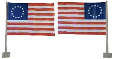 (2 Pack) Betsy Ross 13 Star Rough Tex Knit Double Sided 12"x18" Car Flag