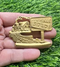 Vintage AJC Gold Tone Realtor Real estate For Sale sold House Pin Brooch