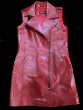 Red Genuine Leather Biker Dress