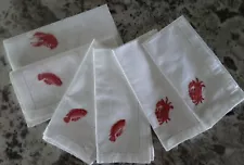 WISTERIA▪︎SEALIFE COTTON NAPKINS▪︎19"x 19"▪︎ SET OF 6▪︎ FISH, LOBSTER,CRAB▪︎ FAB