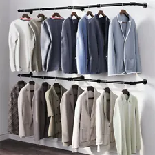 Pipe Clothing Rack for Hanging Clothes Heavy Duty Garment Bar for Closet Storage