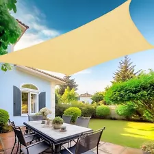 Sun Shade Sail Curved 20'X26' Beige Rectangle Outdoor Shade Cover UV Blovk Ca...