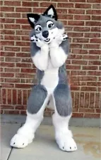 Grey Dog Wolf Fox Fursuit Mascot Costume Fancy Dress All Sizes Complete Suit