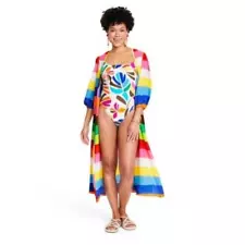 Tabitha Brown for Target Rainbow Striped Kimono Beach Swim Coverup Size XXS