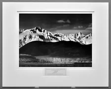 Ansel Adams Initialed Winter Sunrise Sierra Nevada Lone Pine 10x13.5 Lithograph