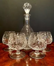 Rogaska Gallia Crystal Decanter Set With Brandy Glasses