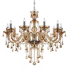 Modern Ceiling Crystal Chandelier 10 Lights Living Room Pendant Lamp Fixture