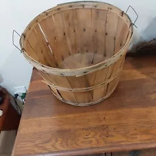 Vintage Wooden Wire Handled Bushel Basket