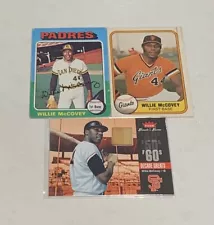 Willie McCovey Giants Fleer Greats Bat/ 1981 Fleer/ 1975 Topps (3) Card Lot!