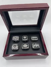 Oakland Raiders Replica Super Bowl Rings Set Of 5 With Display Case