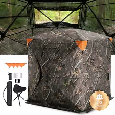 VEVOR Hunting Blind 270° See Through Ground Blind One-Way Mesh for 2-3 Person