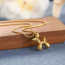 Women's Fashion Jewelry Gold Balloon Style Dog Pendant Necklace 424