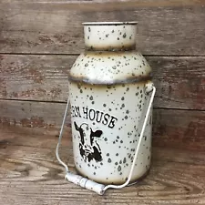 Farmhouse Style Metal Milk Can Jug W/ Handle Country Distressed Rustic