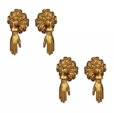 Set of 4 Gold Metal Drawer Door Pulls Cabinets Knobs Pendant Handles Vintage