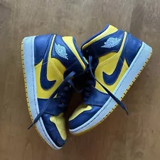 Nike Air Jordan 1 Mid Michigan Shoes Men's 2012 Yellow Navy Rare sz12 FINAL SALE