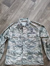 Air Force Jacket Mens 44R XL Camo Army Utility Button Up Collared Fatigues F0