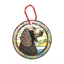 American Water Spaniel Stained Glass Design Holographic Ornament