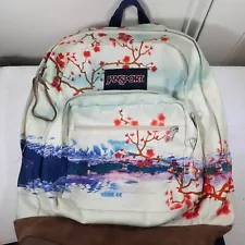 Jansport Japanese Cherry Blossom backpack pink flowers tree READ FOR REPAIR