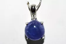 $2,200 10K GOLD 3.68CT NATURAL TANZANITE & WHITE DIAMOND 4-STONE DROP PENDANT