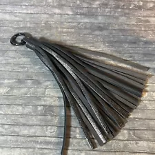 Large 11” Gray Metallic Leather Tassel With Clip