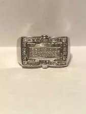 ON SALE!! Mens Invisible Set Princess Cut Ring in 14k White Gold