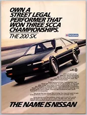 Nissan 200SX Street Legal Black Car Vintage June, 1986 Full Page Print Ad